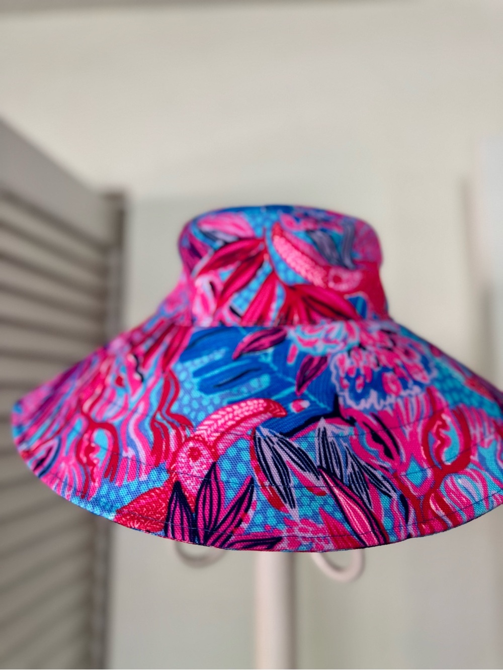 Lilly Pulitzer Pink & Blue Floral Wide-Brim Sun Hat